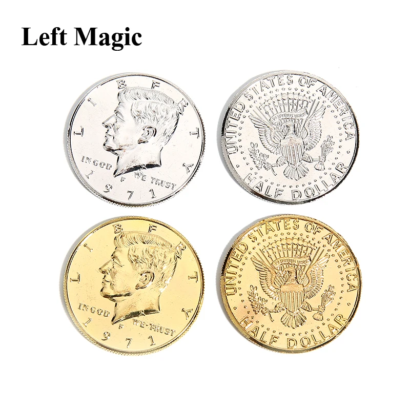 Половина доллара монета серебряное золото Волшебная для фокусов мерцающий