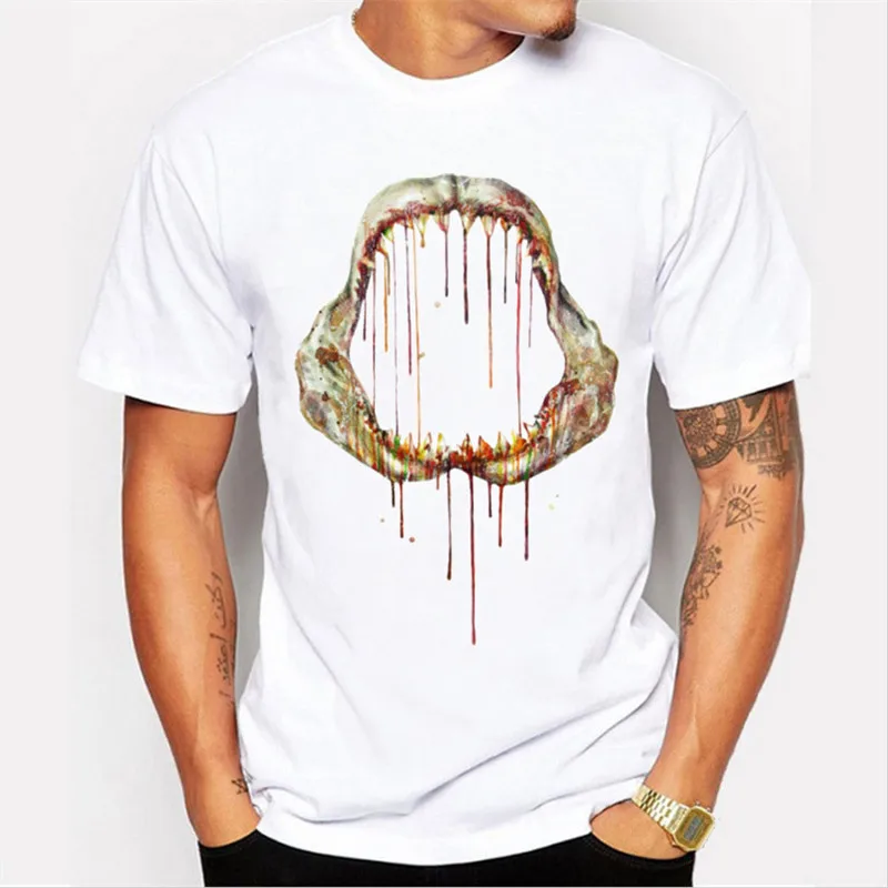 Классическая белая футболка Papertiger модная с принтом в виде черепа большого рта