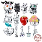 Бусины-подвески женские из серебра 925 пробы, в виде кошки-поросенка