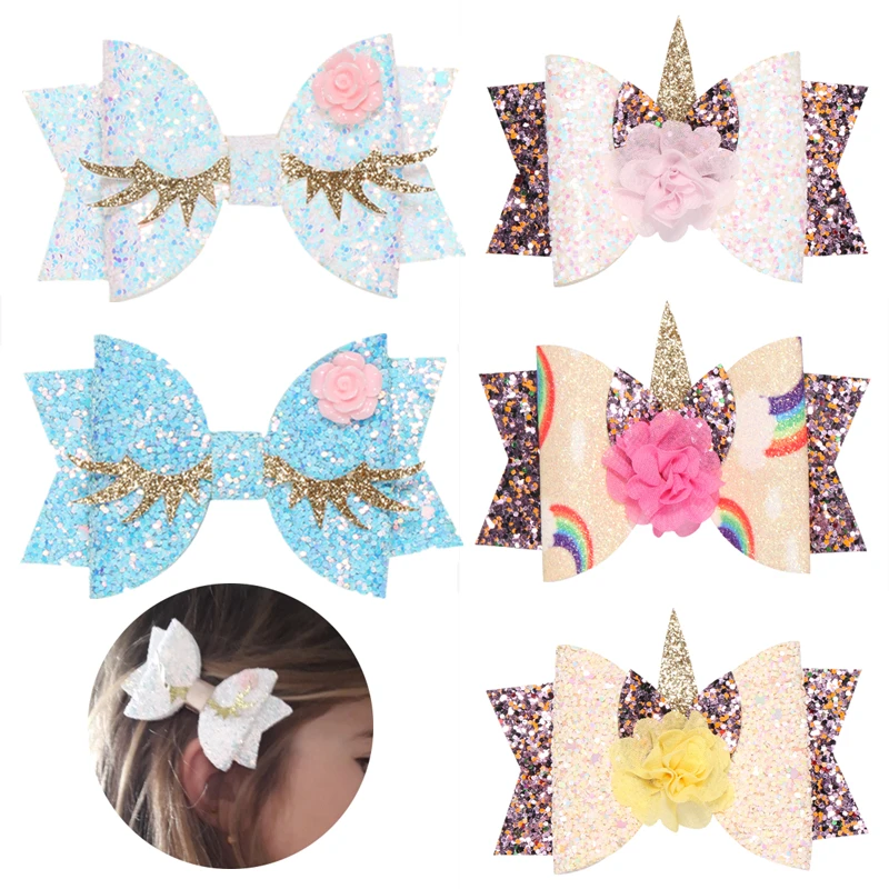 Mery Yuer Angel Wing Princess Hairgrips Glitter Hair Bows with Clips Dance Party Bow Clip Girls Hairpin Accessories | Детская одежда и