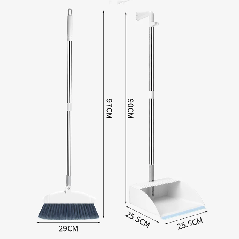 

Newly Broom Dustpan Set Long Handle Upright Standing 180 Degree Rotating for Home Room TE889