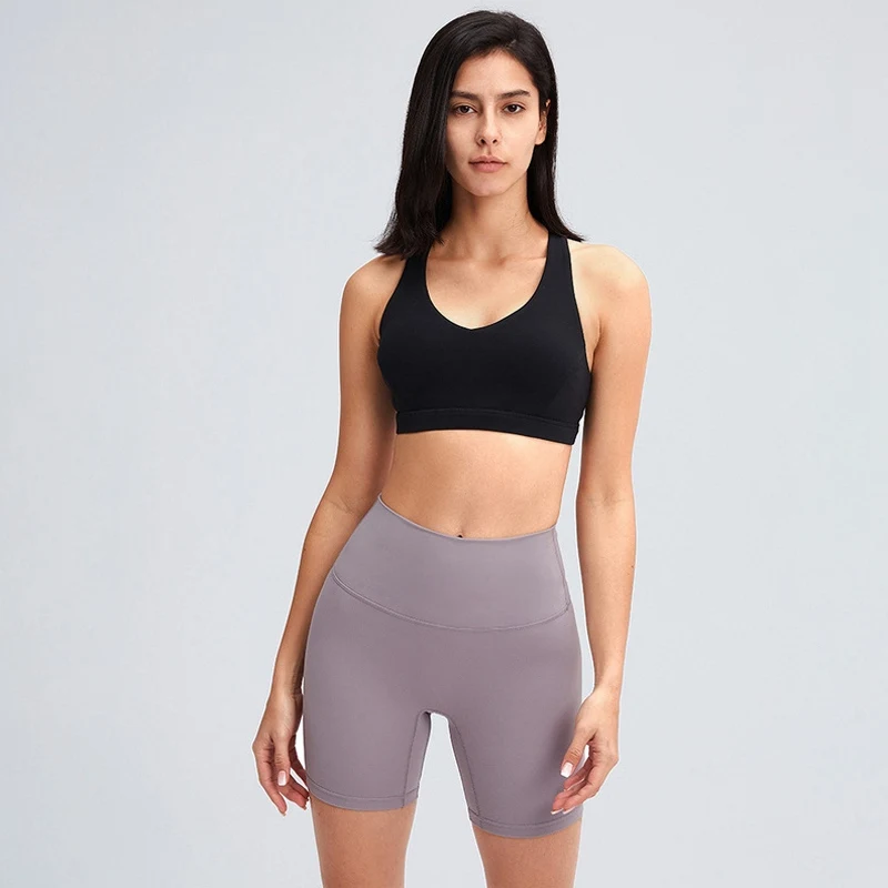 

Spring and summer new products gather breathable Y-shaped beautiful back solid color sports bra Sexy V-neck sports underwear