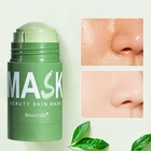 Маска для лица с зеленым чаем для глубокой очистки пор, очищающая глина, контроль жирности баклажана, крем-грязь для красоты, уход за зеленой кожей лица