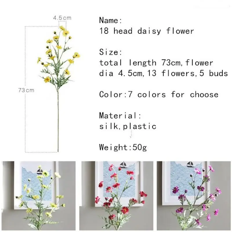 

18 Head Daisy Flower Silk Artificial Flowers Small Wild Chrysanthemum Fake Flowers Lilac Flower for Home Table Decoration