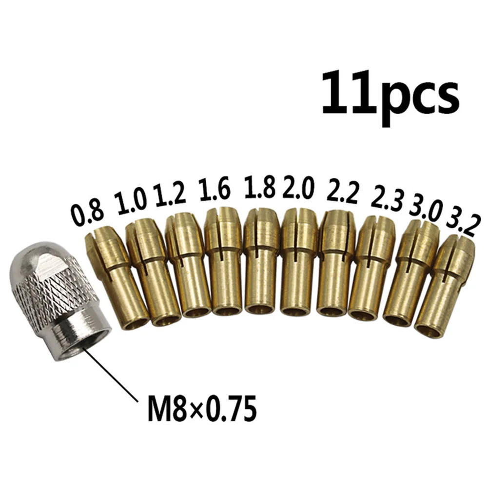 

11 шт. прочный с закручивающейся крышкой электрический шлифовальный станок медный вращающийся патрон 0,5-3,2 мм Инструмент Мини дрель набор ца...