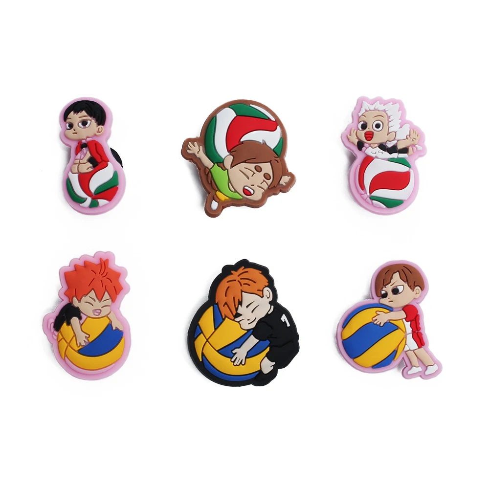 1pcs Japanese Manga Shoe Charms Hot Anime Volleyball children PVC Shoe Accessories Decoration Fit Croc Jibz Party Kids Gifts