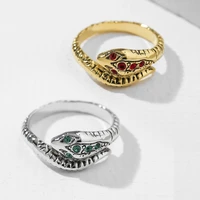 european and american new diamond retro snake ring ring personality hip hop festival ring trend women finger jewelry