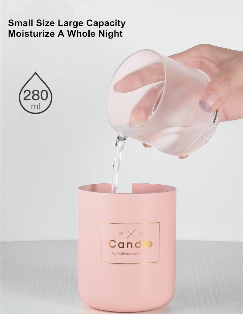 280ML Ultrasonic Air Humidifier Candle Romantic Soft Light USB Essential Oil Diffuser Car Purifier Aroma Anion Mist Maker | Бытовая