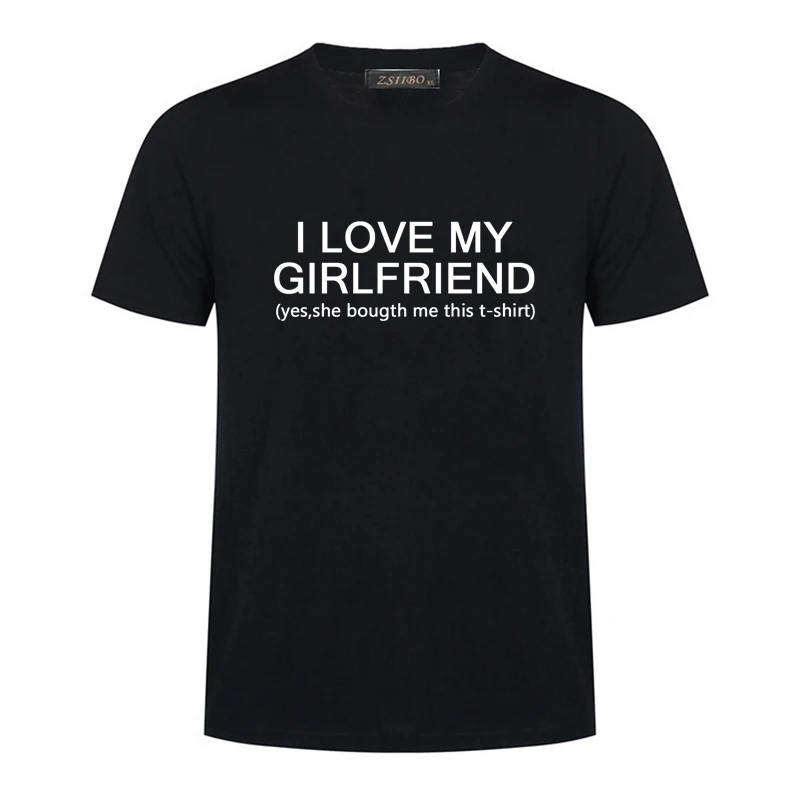Футболка с буквенным принтом I Love My Girlfriend, новая модная футболка Harajuku, мужские топы с коротким рукавом, мужская одежда S5MC88 - Цвет: Black