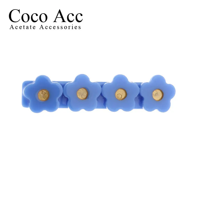 

New Design hot sale korean design OEM ODM custom color flower bar candy color acrylic solid hair side grips clips for baby kids