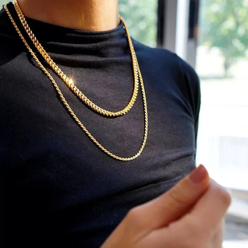 

2021 Twisted Rope Chain Necklaces for Women Men's Hip Hop 2/3/5MM Thickness Neck Choker Minimalist Gold Plated Jewelry Unisex