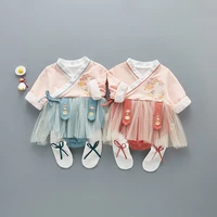 spring newborn baby girl kid chinese style cotton romper long sleeves jumpsuit autumn winter embroidery clothes 0 18m