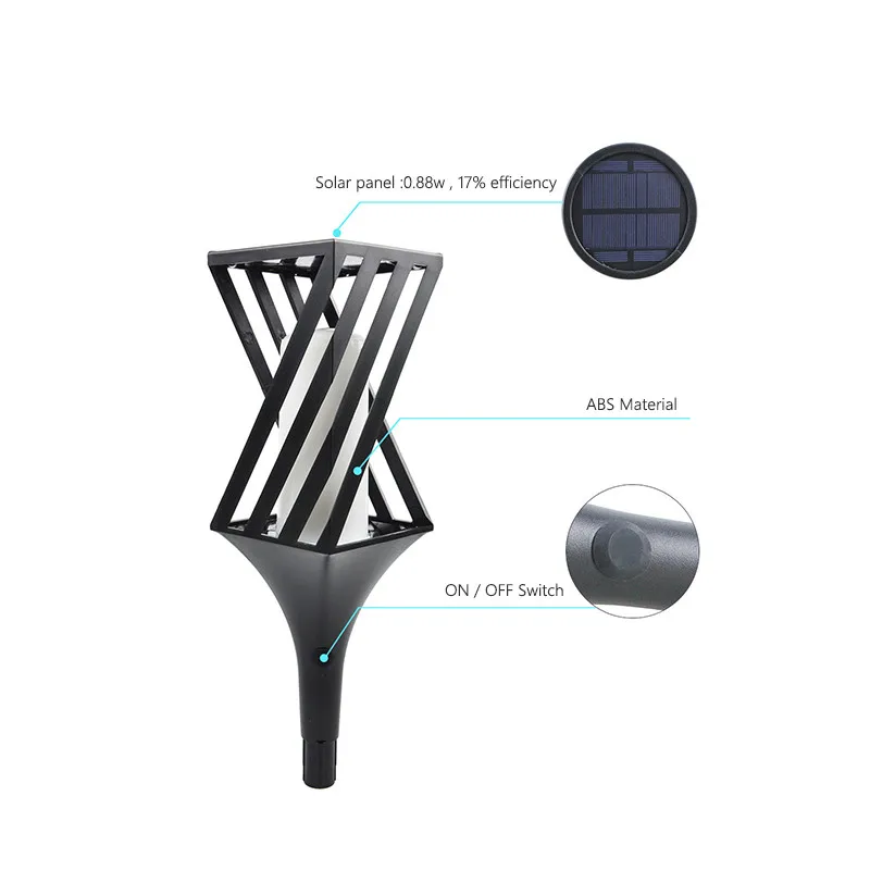 Light Sensor Flame Lamp Always Lit/flicker Two Working Mode Lawnlights Polycrystalline Solar Panel Courtyard Lighting Decoration | Лампы и