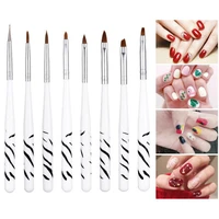 a set of 8pcs zebra pattern nail pen art brush polish drawing liner uv gel nail art brush practical nail material tools