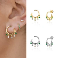 925 sterling silver ear needle ladies stud earrings crystal zircon pendant fashion perforated earrings high jewelry ladies gifts