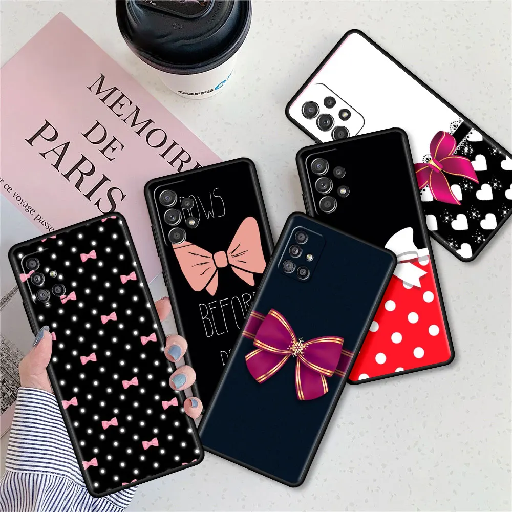 

Cute Bow For Samsung A51 A12 A21s Soft Case for Galaxy A71 A52 A31 A32 A02s A72 A11 A41 A22 A01 Tpu Phone Cover