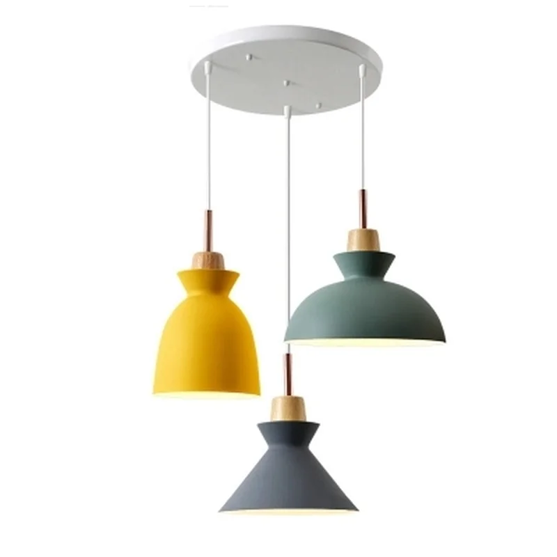 Fashion creative Modern wood colorful Pendant Lights Minimalist design lamp restaurant bar coffee Dining Room | Лампы и освещение