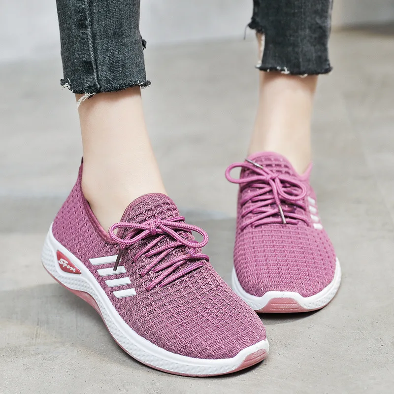 

Women's Flat Bottom Casual Shoes Fashion Women's Sports Shoes Mesh Breathable White Tennis