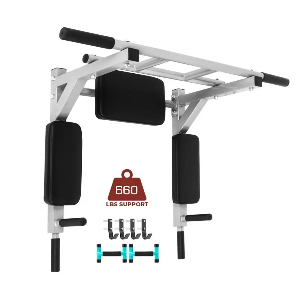 

Multi-function Home Strength Training Fitness Workout Wall Mounted Pull Up Dip Bar Push Up Bars