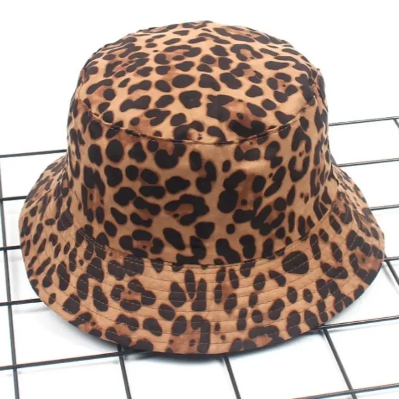 

New Leopard Reversible Female Bucket Hat Hip Hop Printed Women Summer sun Hats Outdoor Fishing Caps Panama Casual Cap Travel Hat