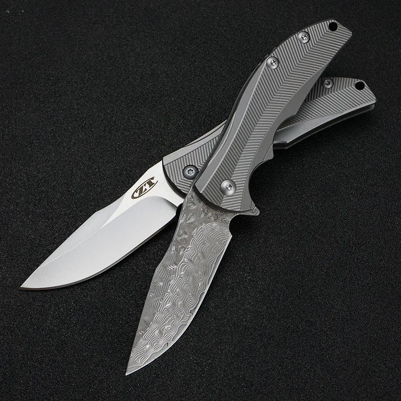 EF ZT Складной нож нулевой допуск ZT0606 D2/Дамаск./ручка из титанового сплава складной