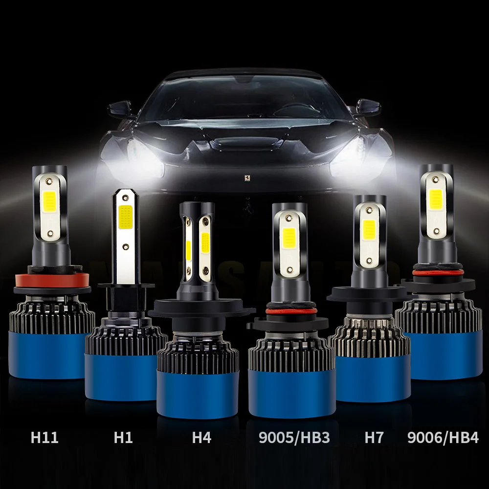 BLUE Braveway H4 светодиодный H7 H11 H1 H3 9005 9006 Автомобильный светодиодный головной светильник лампы(Подол короче спереди и длиннее сзади) Луч 72W фары для 8000LM 6500 к туман светильник лампочка S2 H7 лампы для передних автомобильных мото - Испускаемый цвет: BLUE