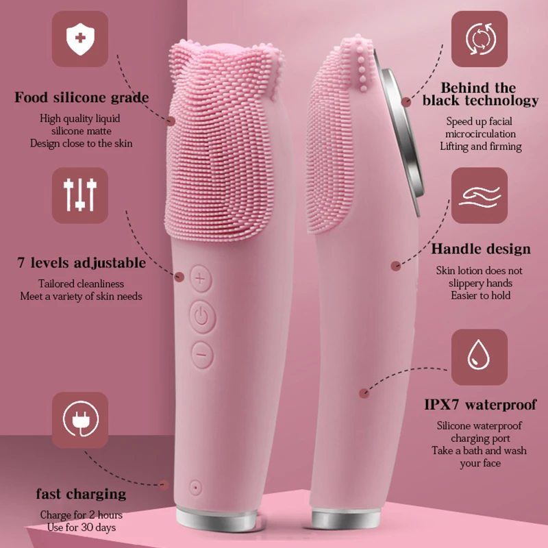 Goedkoop Ultrasone Gezicht Borstel Elektrische Siliconen Gezichtsreiniging Borstels Vibrerende Gezicht Cleanser Skin Deep Cleaning Massager Ems Zorg