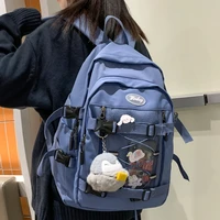 dcimor new large capacity drawstring women backpack female multi pocket waterproof nylon book bag college girl buttons schoolbag