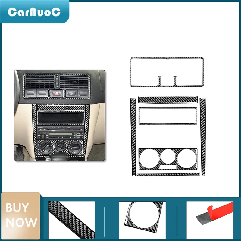 

7Pcs Carbon Fiber Car Dashboard Air Vent Center Console CD Radio Panel Cover Sticker For VW Golf 4 GTI Jetta MK4 1999-2004