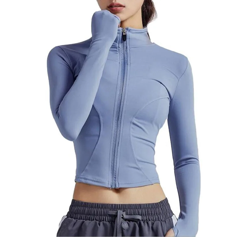 

Yoga Suit Long-sleeve Running Fitness Women's Exercise and Training T-shirt Collar Zipper Waist Tight Sport Jacket Women 07JW498