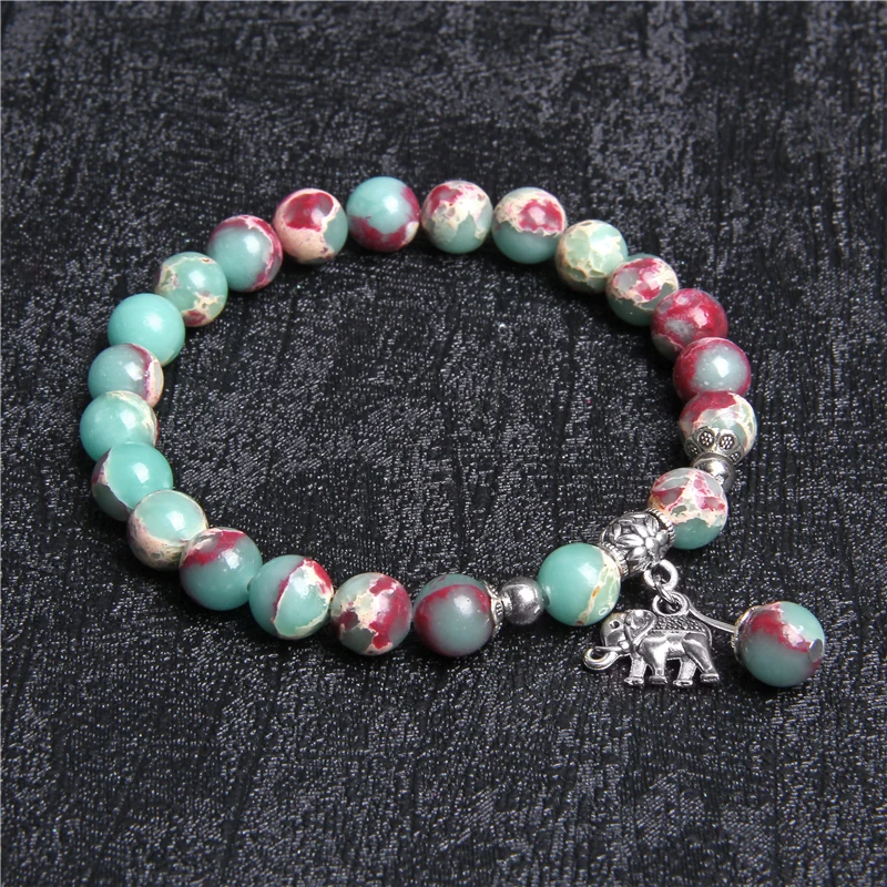 

Elephant Animal Charms Bracelets For Women Men Natural Shoushan Stone Charm Brazalete Hombre Yoga Jewelry Armband Pulseras Femme