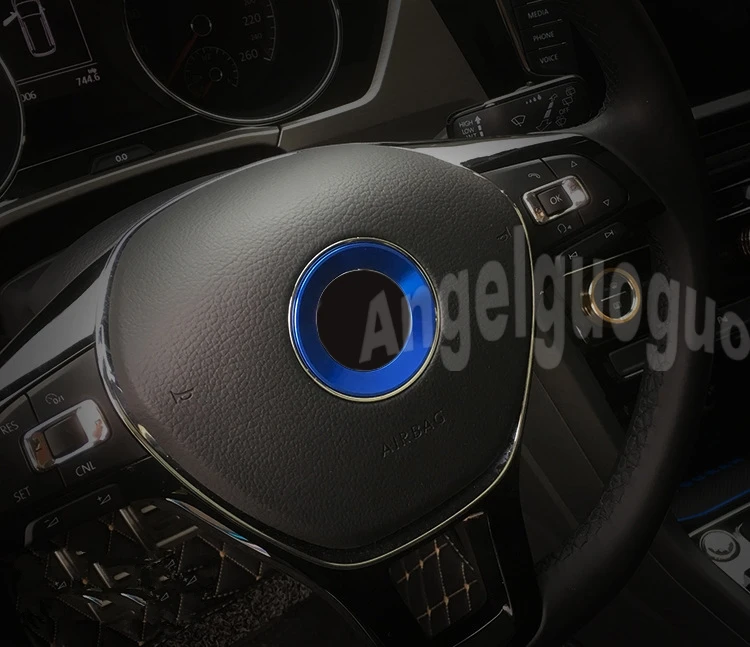 Алюминиевую отделку чехол рулевого колеса автомобиля логотип кольцо для Volkswagen VW