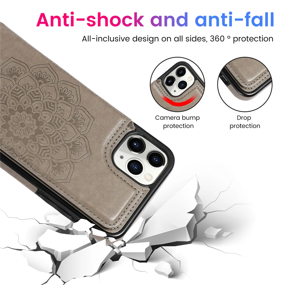 Luxury Leather Case For iPhone 14 13 12 Mini 11 Pro X XS Max XR 7 8 6 6s Plus SE 2020 2022 5 5s Magnetic Card Wallet Phone Cover