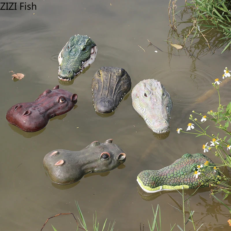 Outdoor Decor Simulation Crocodile Hippopotamus Head Garden Decoration Resin Animal Pond Adornment Courtyard Landscape Crafts | Дом и сад
