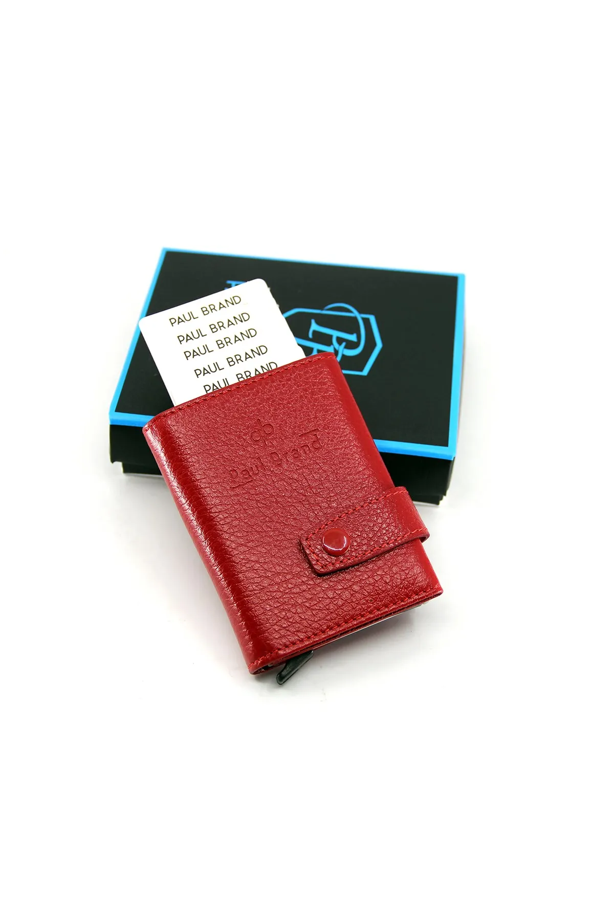 

Red Automatic Mekanizmalı Genuine Leather Men Card Wallet Wallet PB5530