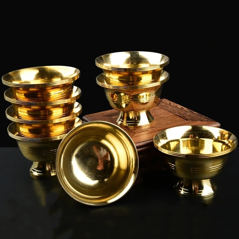 

Pure Copper Drinking Bowl Brass Small Auspicious Tibetan Holy Creative Water Cup Golden Buddhist Tea Bowl Home's Gift Decorative
