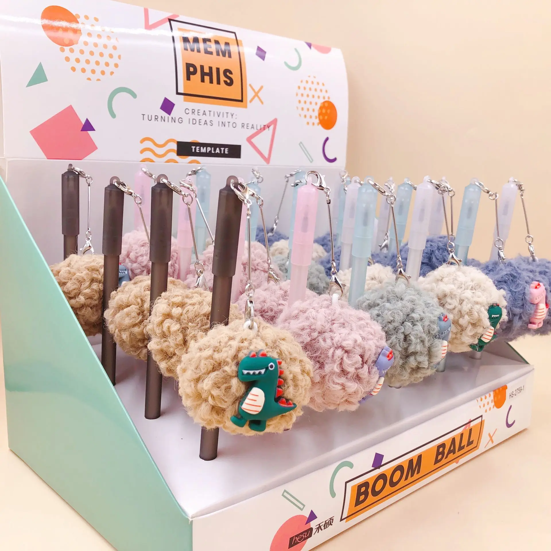 

24pcs Gel Pens Cute Dinosaur fur ball black colored kawaii gel-ink pens pens for writing Cute stationery office school supplies
