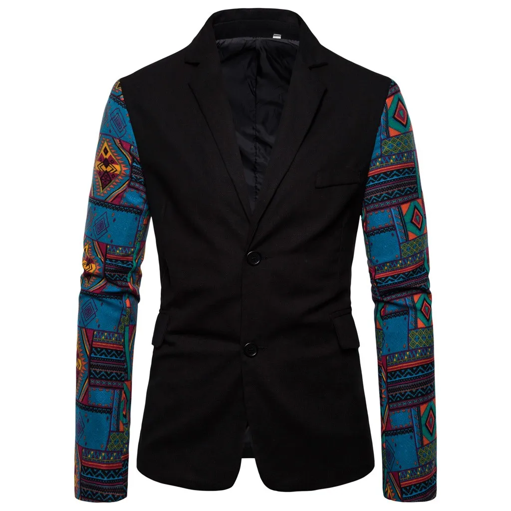 

Floral Blazer Men's Suit Slim Fit Blazers for Men Plus Size Vintage Flower Printed Casual Jacket Last Coat Design 2019 fashion