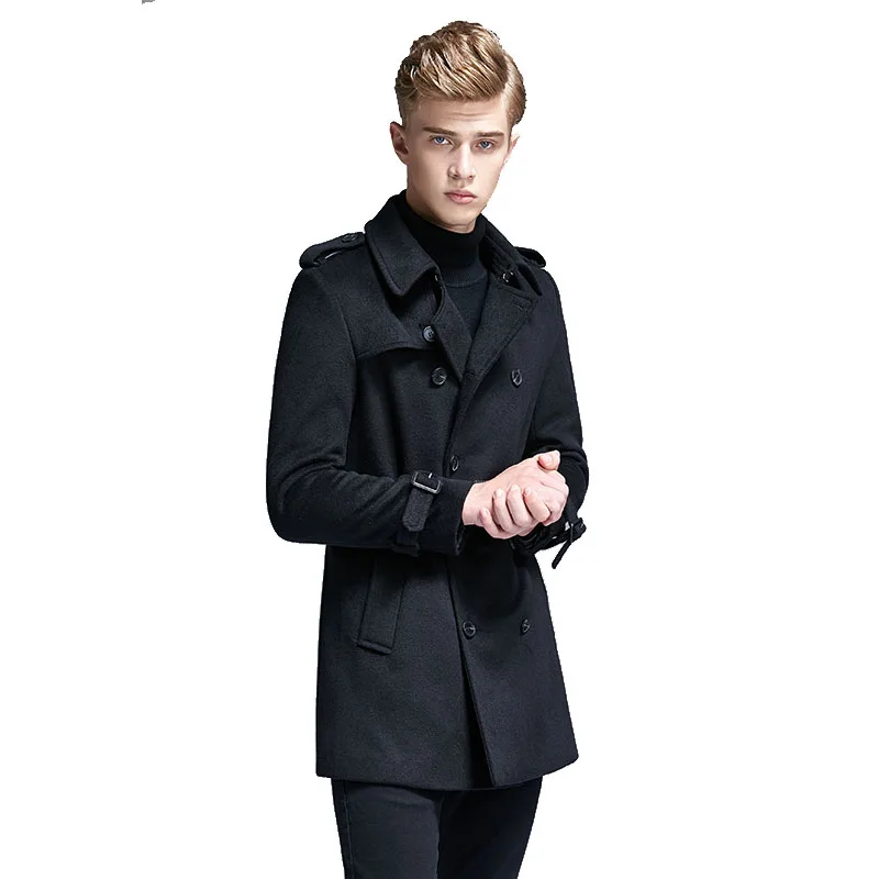 

Long Winter Duffle Coat Men's Slim Korean-style Cashmere Wool Woolen Jacket Double Breasted Trench Coats Men 5XL 6XL