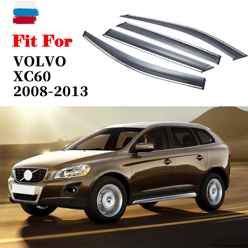 Дефлекторы окон автомобиля Volvo XC60 для защиты от дождя, ветра и солнца, наружная отделка козырька, аксессуары для автомобиля, запчасти 2008-2020.