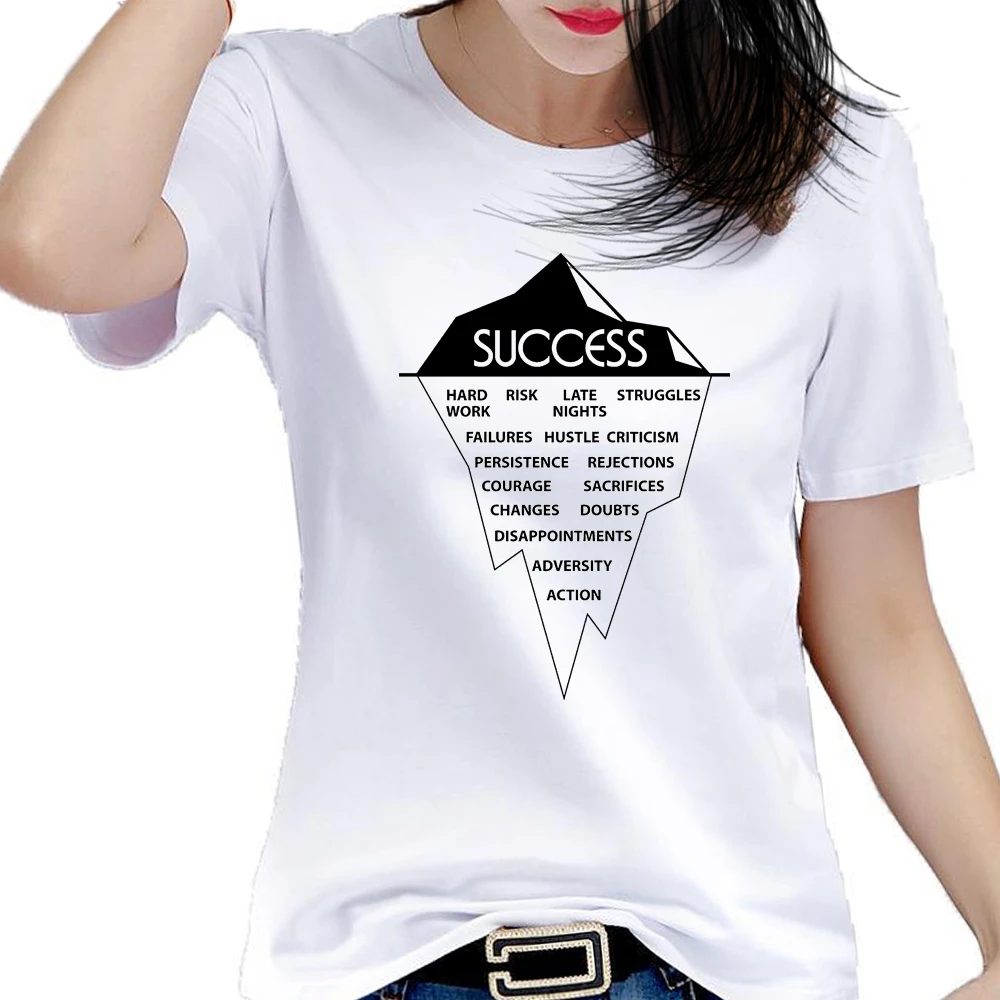 Мотивационный успех миллиардера женская футболка с айсбергом коротким рукавом