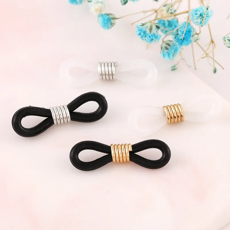 

DIY jewelry metal glasses chain non slip buckle accessories wholesale 20 * 5mm ink glasses prevent silica gel ring 8-ring