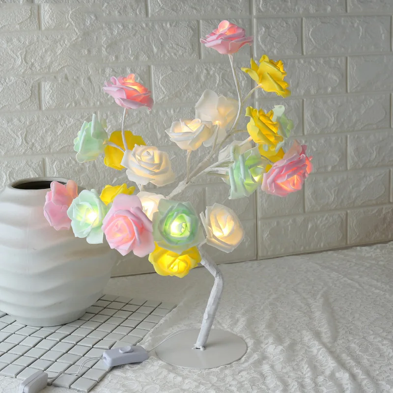 

Rose Shaped Table Lamp Flower Rose Tree Decorative Light for Living Room Bedroom