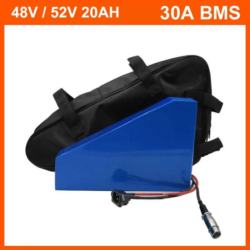 

Аккумулятор для электровелосипеда 13S 48V 1000W 20AH, треугольный, 14S 52V 20AH, с сумкой, зарядное устройство 30A BMS 54,6 V 58,8 V 2A