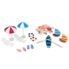 13 шт.компл. миниатюрный шезлонг, пляжный зонт, лодка, наборы ракушек для кукольного дома, сценическое украшение, аквариумный декор, аксессуары