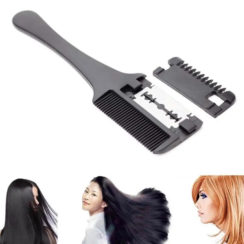 1 шт. расческа для стрижки волос с черной ручкой щетки бритвой резки истончение
