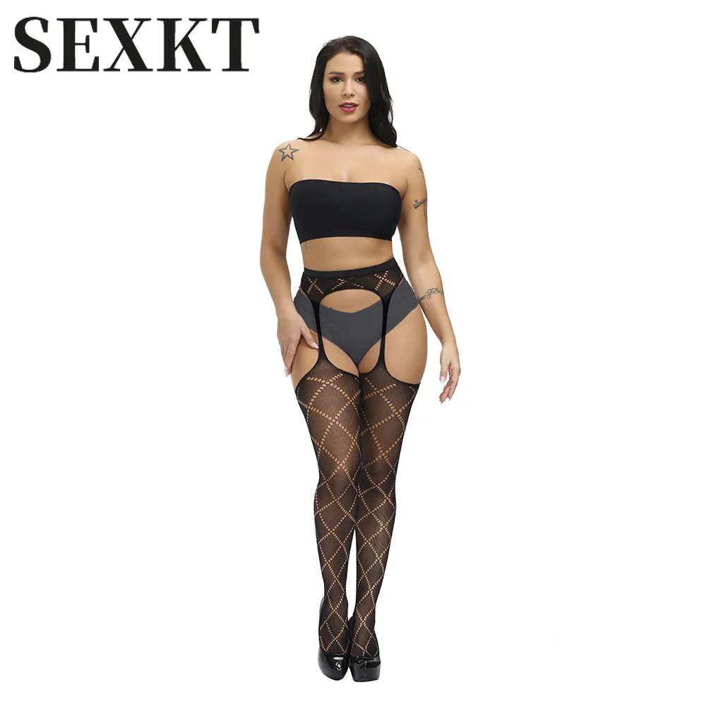 Сексуальные чулки открытые длинные сексуальные черные жаккардовые Нескользящие