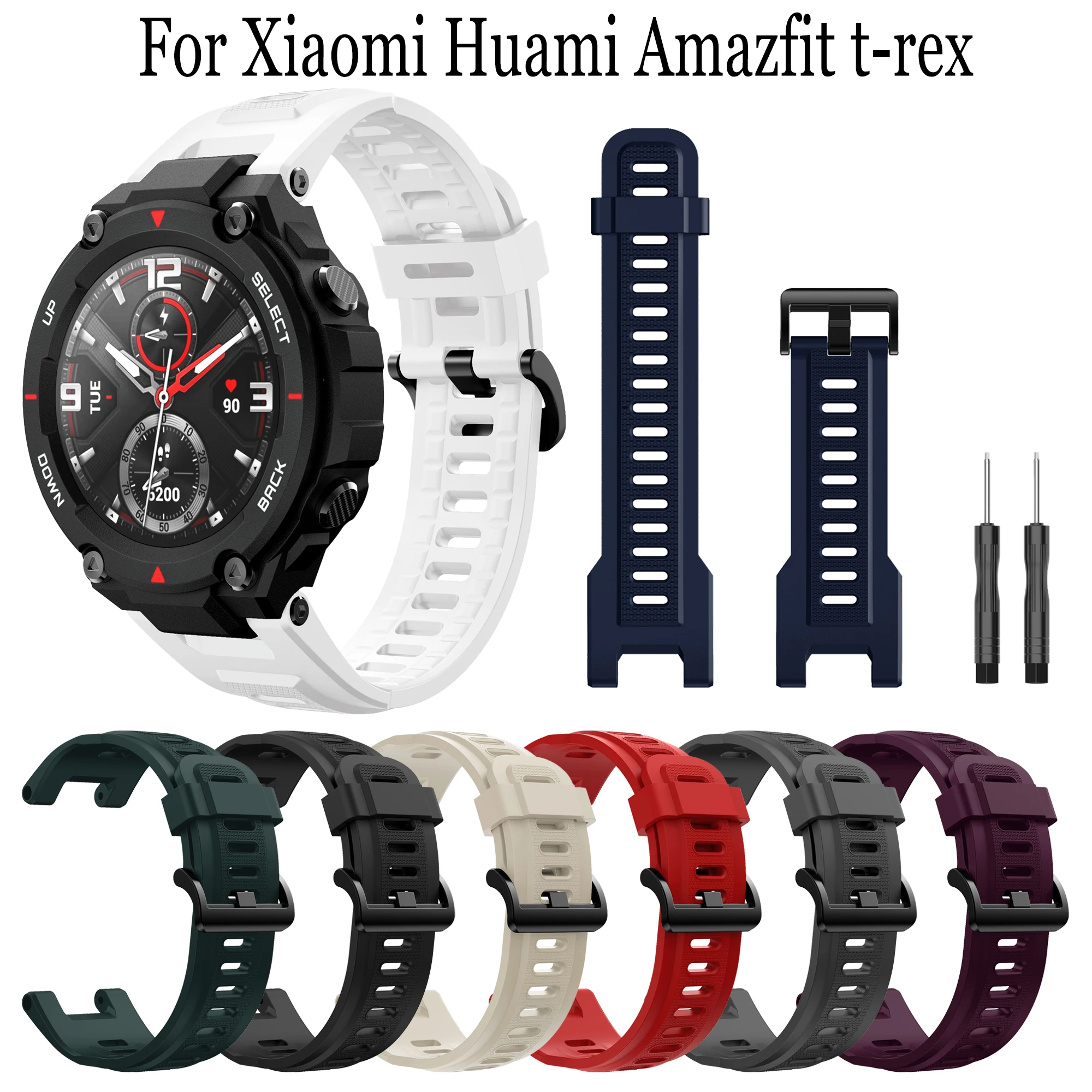

Silicone Wristband Straps Replacement Watchband Bracelet With Tool For Huami Amazfit T-Rex pro/T-Rex Smart Watch Adjustable band