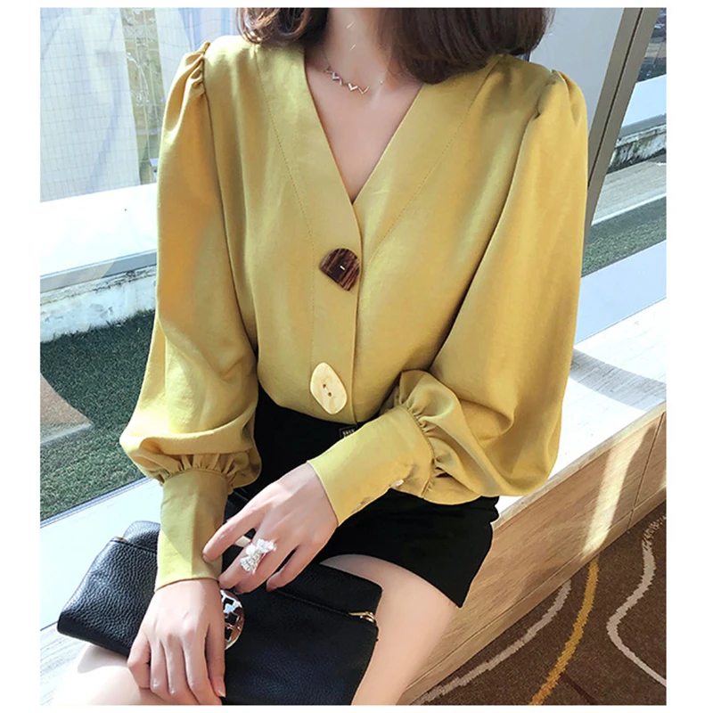 Blusas Mujer De Doda 2019 блузы с длинным рукавом женские рубашки на пуговицах пышным