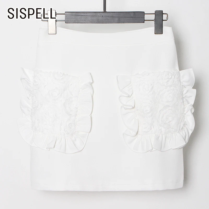 

SISPELL Patchwork Ruffle Skirts For Female High Waist Slimming Solid Color Women's Casual Skirt Fashion Streetwear New 2021